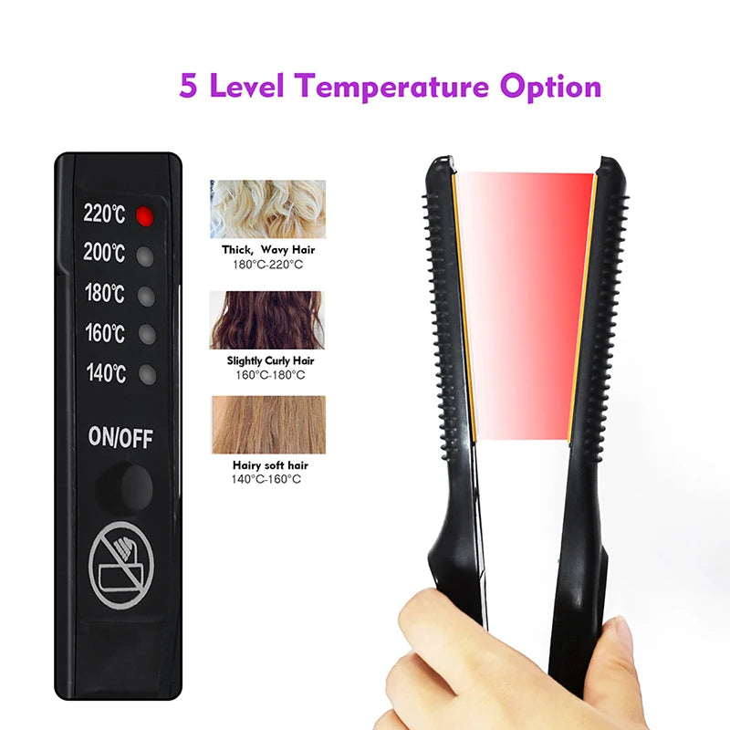 2-in-1 Adjustable Temperature Flat Iron Hair Straightener