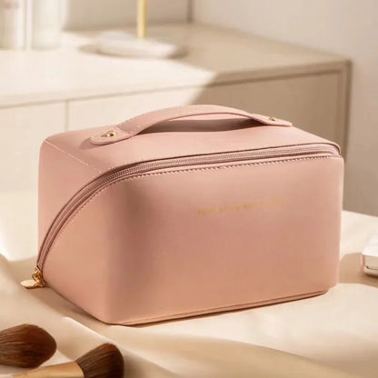 Large Capacity Portable Leather Travel Cosmetic Bag